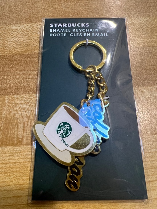 Starbucks Accessories - #1684**Unisex’s Starbucks Gold & White Coffee Cup Enamel Keychain